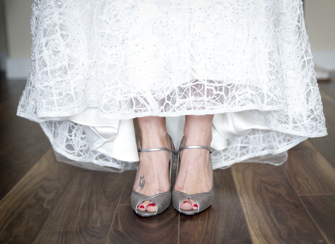 silver t bar wedding shoes
